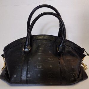 HCL Handcrafted Leathergoods Black Monogram Satchel Purse